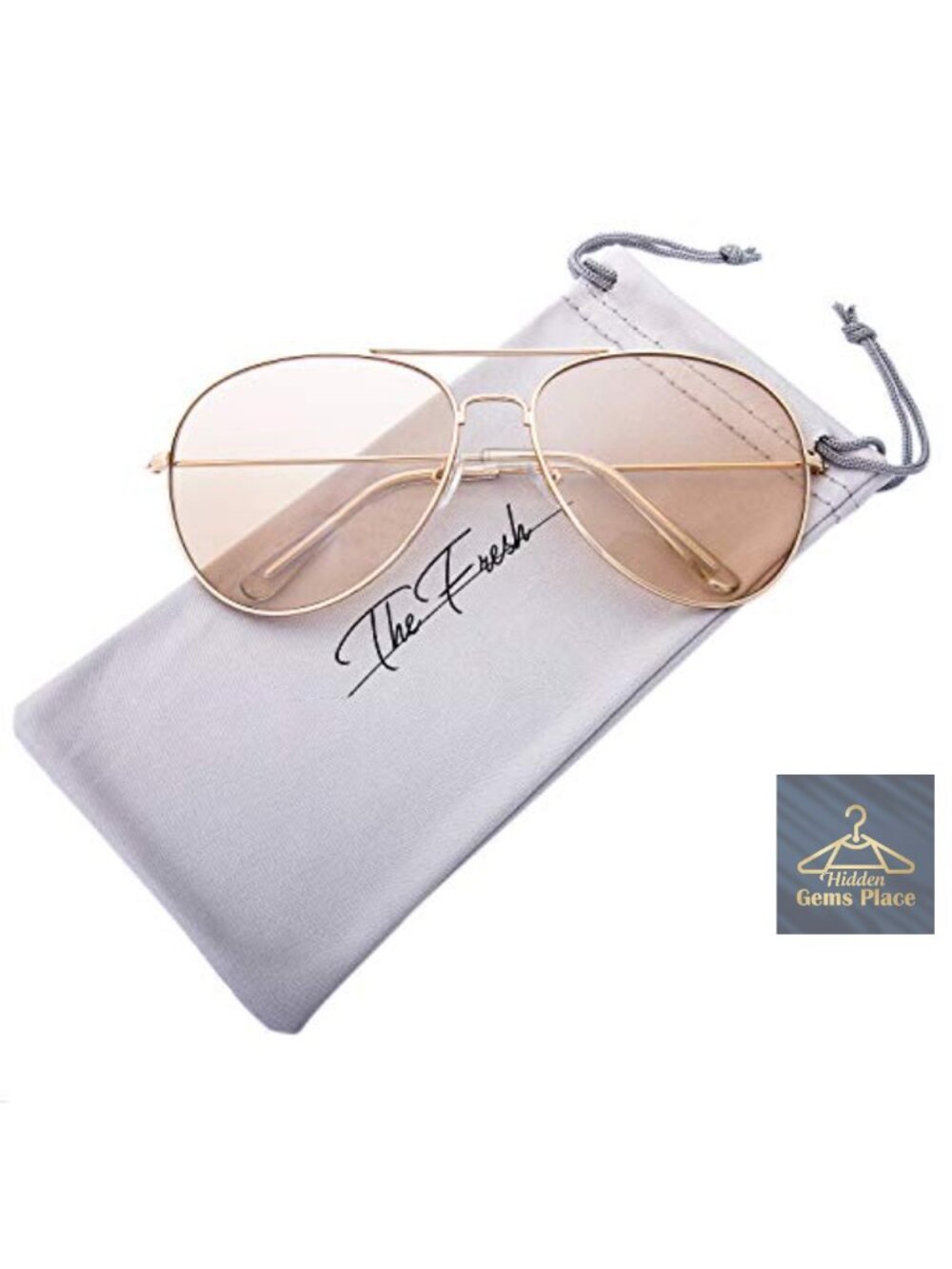 Oversized Aviator Sunglasses UV400 Protection Light Lens Gift Box